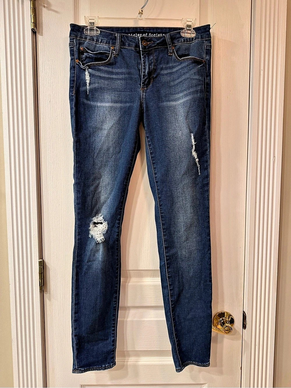 Articles of Society Sarah Skinny Jeans Distressed Skinny Jeans in Blue Waist 28